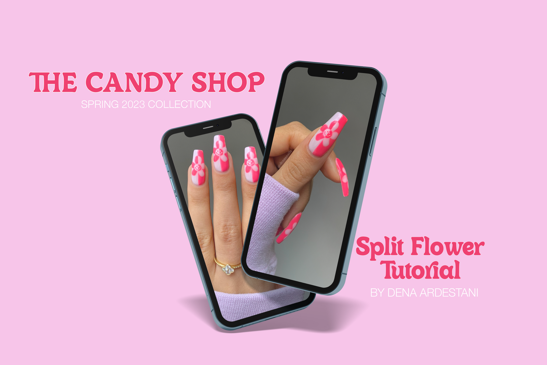 Split Smiley Flower Nail Tutorial by Denas Nails using The Candy Shop Collection