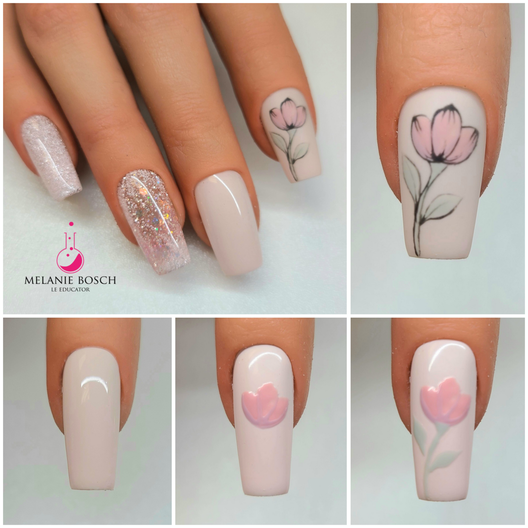 Floral Sketches by Nail Artist & LE Educator, Melanie Bosch