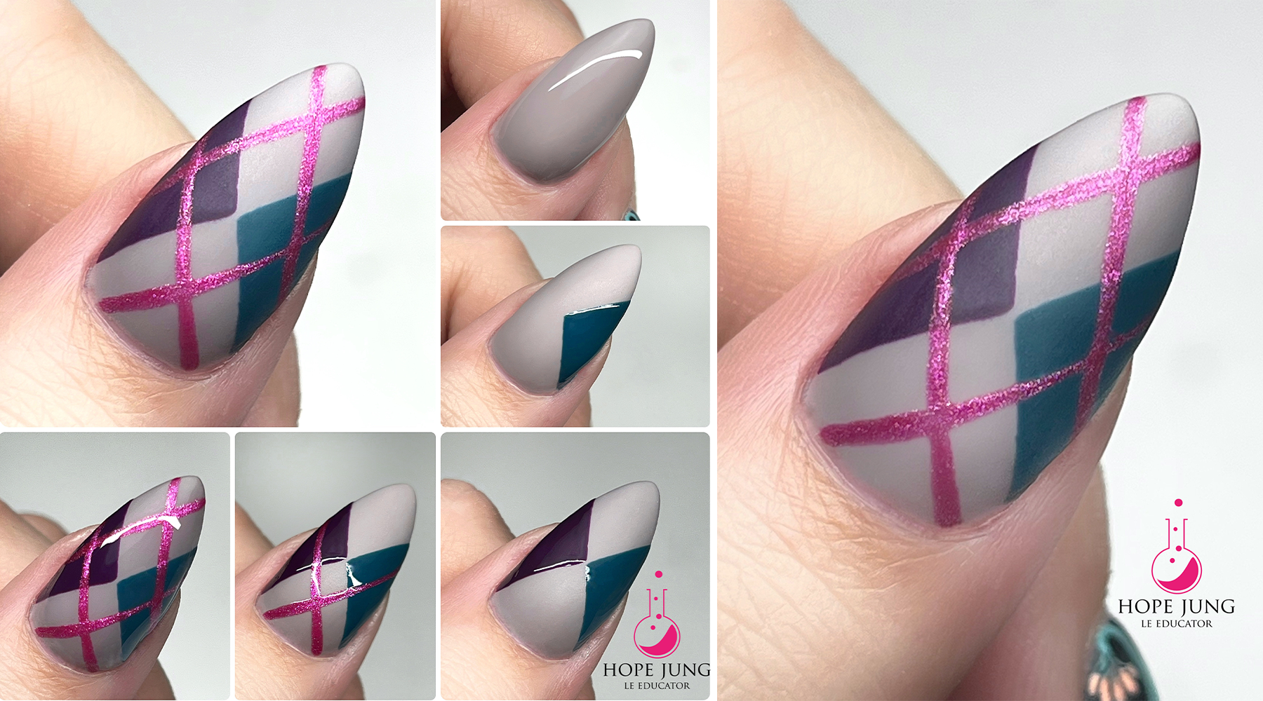 Argyle Pattern by Hope Jung | Trendy Nail Art using the NEW Fall 2022 WhoDunit? Collection