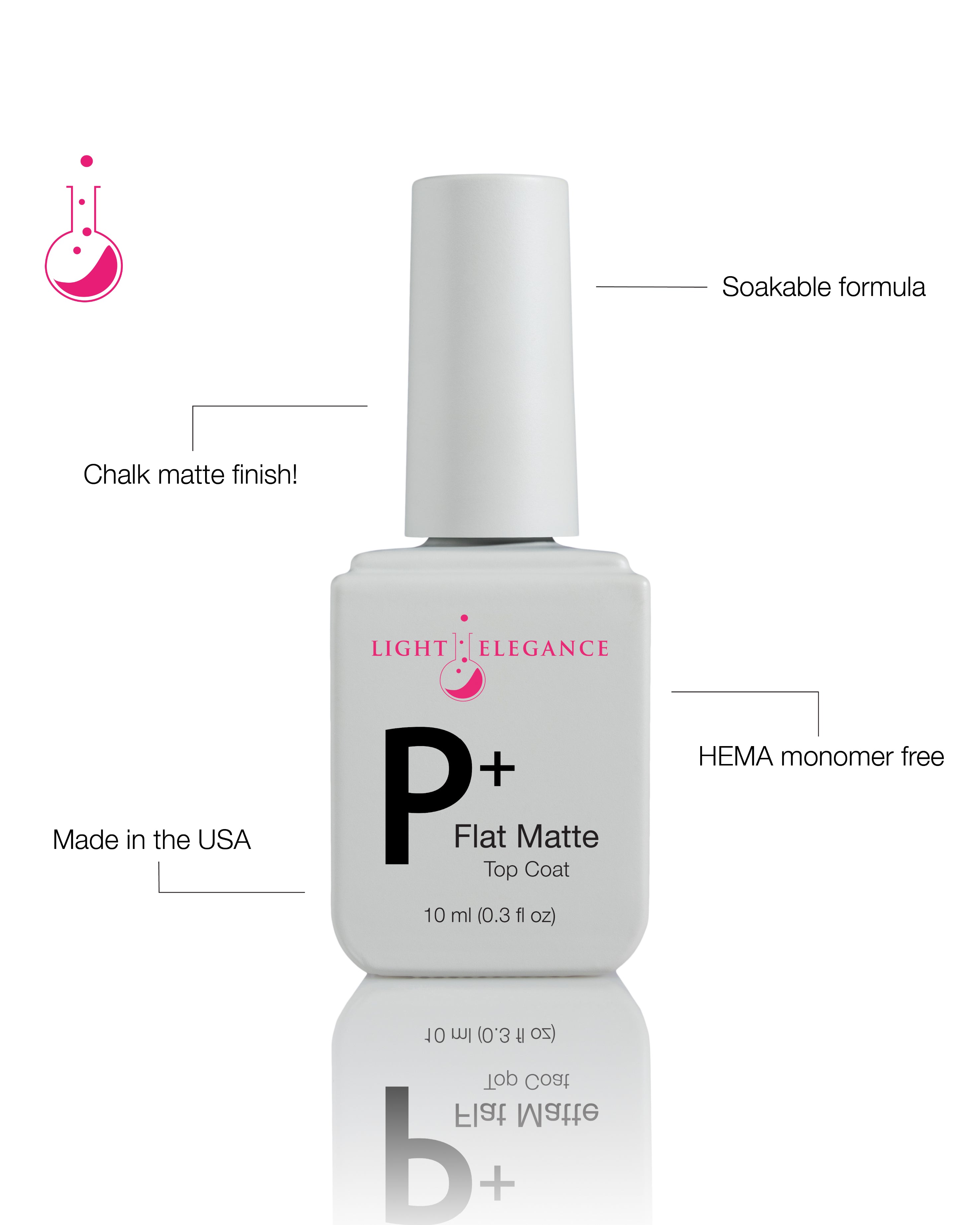 P+ Flat Matte Soak-Off Top Coat 10 ml