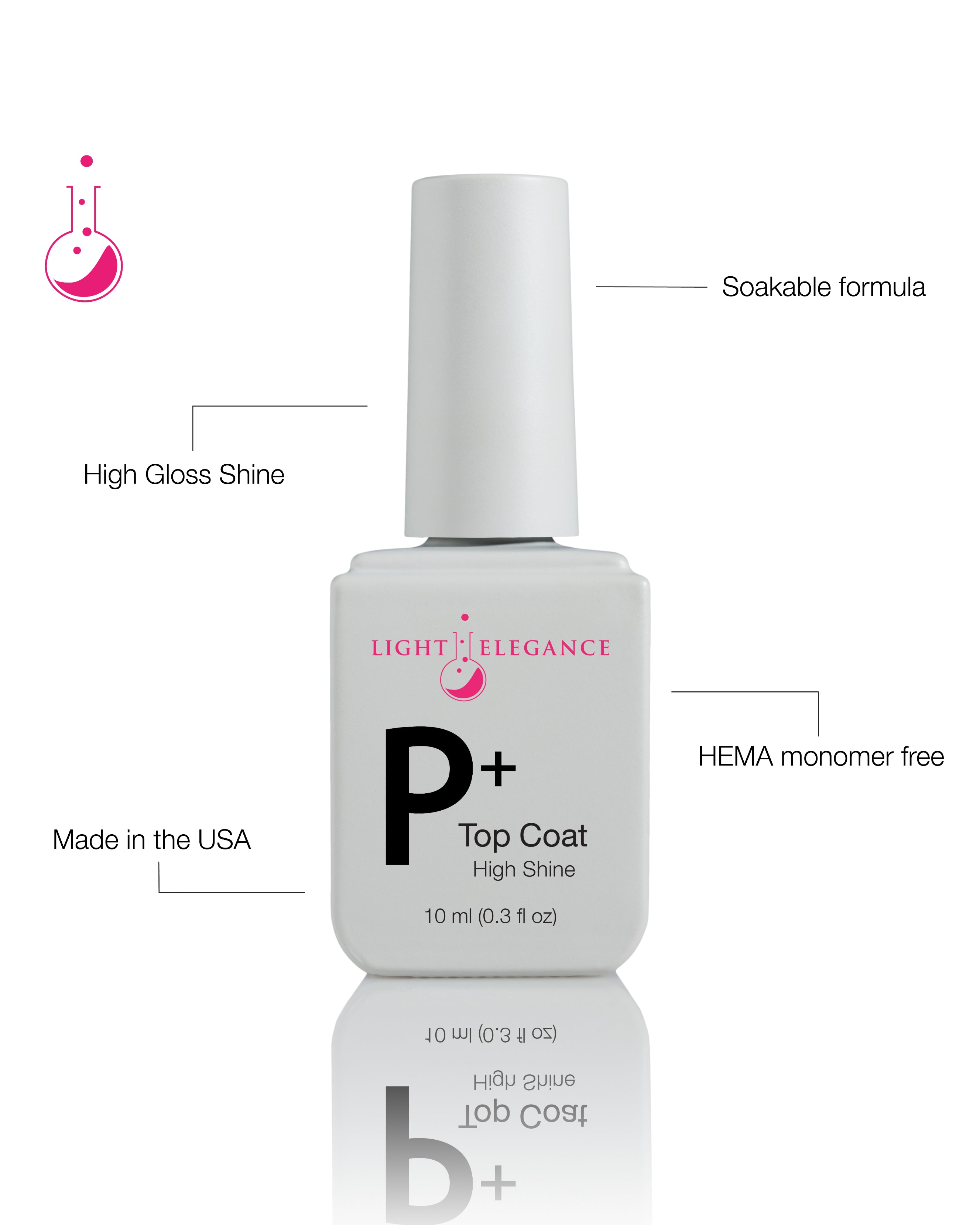 P+ High Shine Soak-Off Top Coat 10 ml